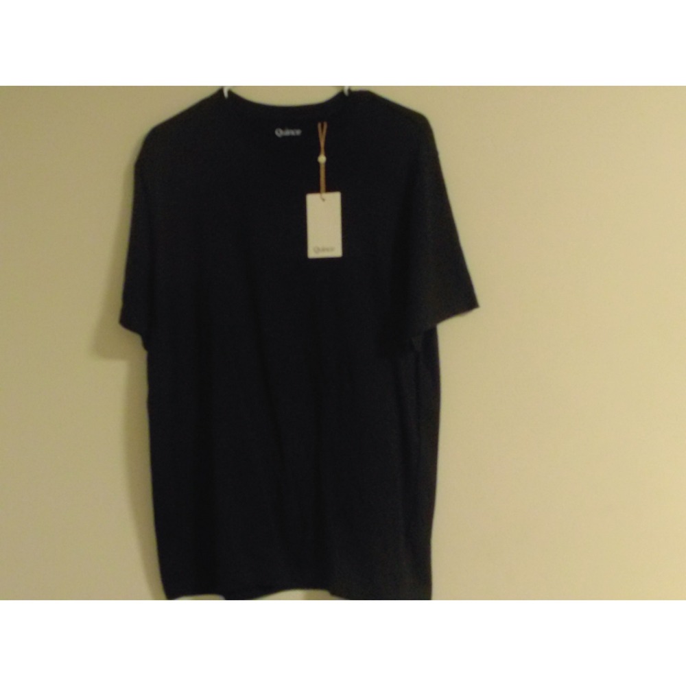 Quince Mens Cotton Modal Crew Neck Tee Bold Black Short Sleeve T-Shirt M NEW